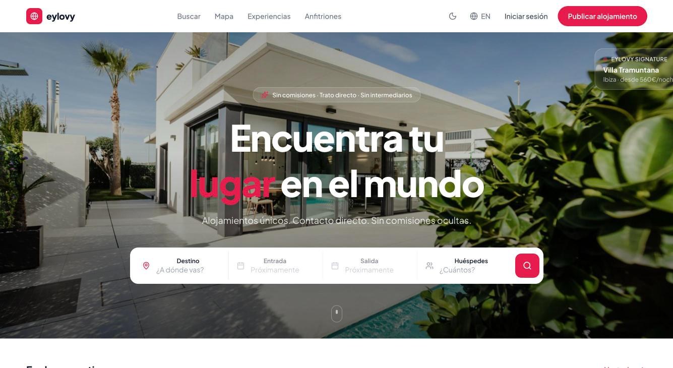 Portada de eylovy: Encuentra tu lugar en el mundo, buscador de alojamientos